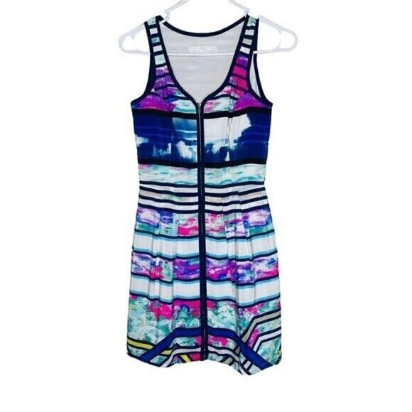 AMANDA Uprichard Conversation Cloud Print Silk Dress Zip Front Size Small - Picture 2 of 8